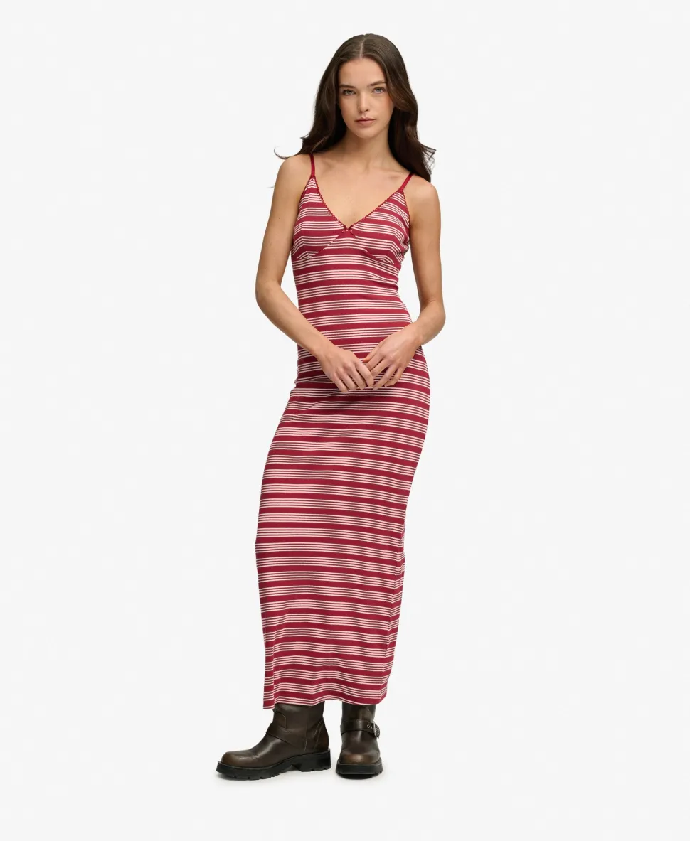 Stripe Ribbed Jersey Maxi Dress