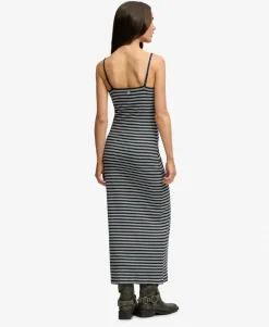 Stripe Ribbed Jersey Maxi Dress