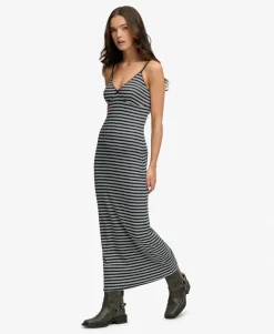 Stripe Ribbed Jersey Maxi Dress