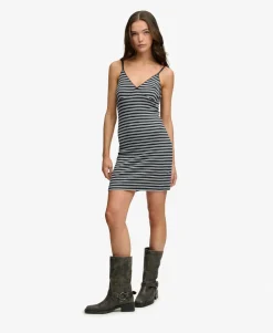 Stripe Ribbed Jersey Mini Dress