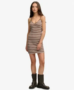 Stripe Ribbed Jersey Mini Dress