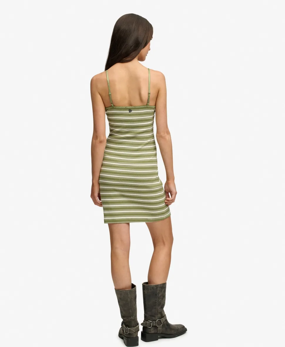 Stripe Ribbed Jersey Mini Dress