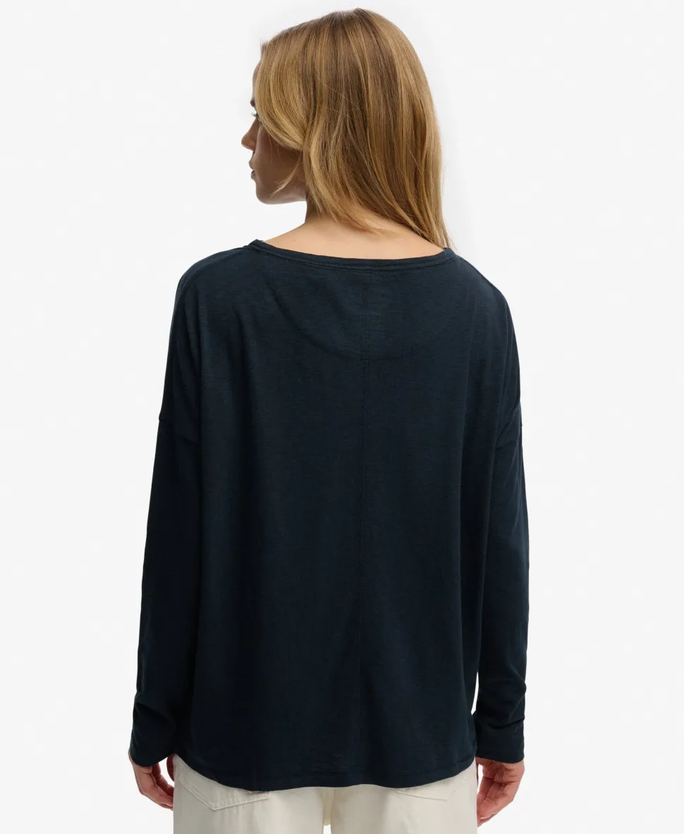 Studios Boat Neck Slub Long Sleeve Top