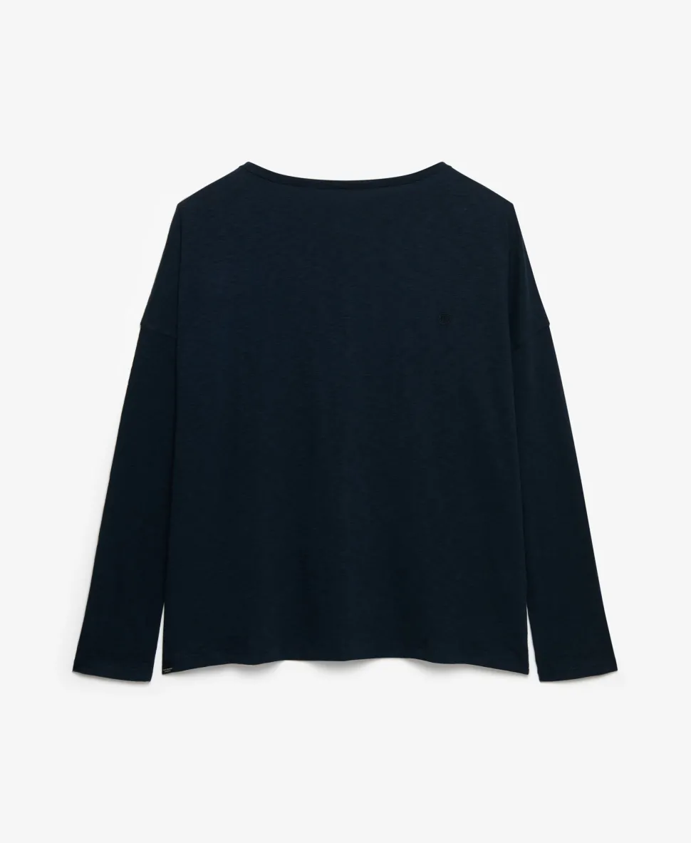 Studios Boat Neck Slub Long Sleeve Top