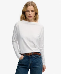 Studios Boat Neck Slub Long Sleeve Top