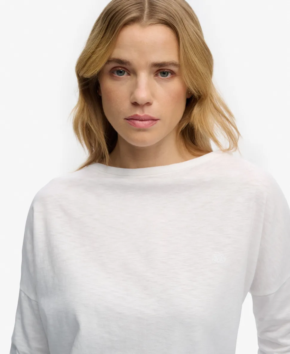 Studios Boat Neck Slub Long Sleeve Top
