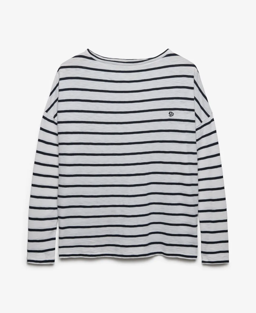 Studios Boat Neck Slub Long Sleeve Top