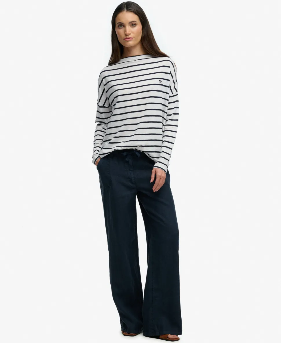 Studios Boat Neck Slub Long Sleeve Top