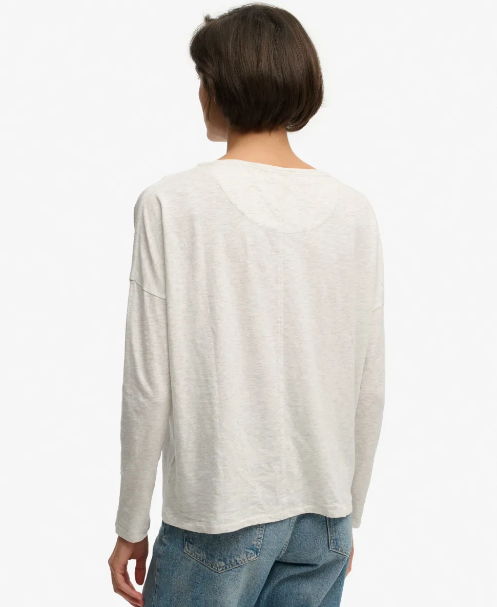 Studios Boat Neck Slub Long Sleeve Top