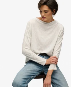 Studios Boat Neck Slub Long Sleeve Top