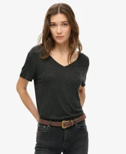 Studios Slub Embroidered V-Neckline T-Shirt