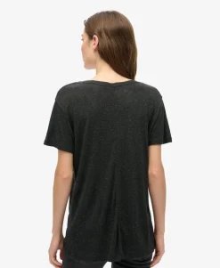 Studios Slub Embroidered V-Neckline T-Shirt