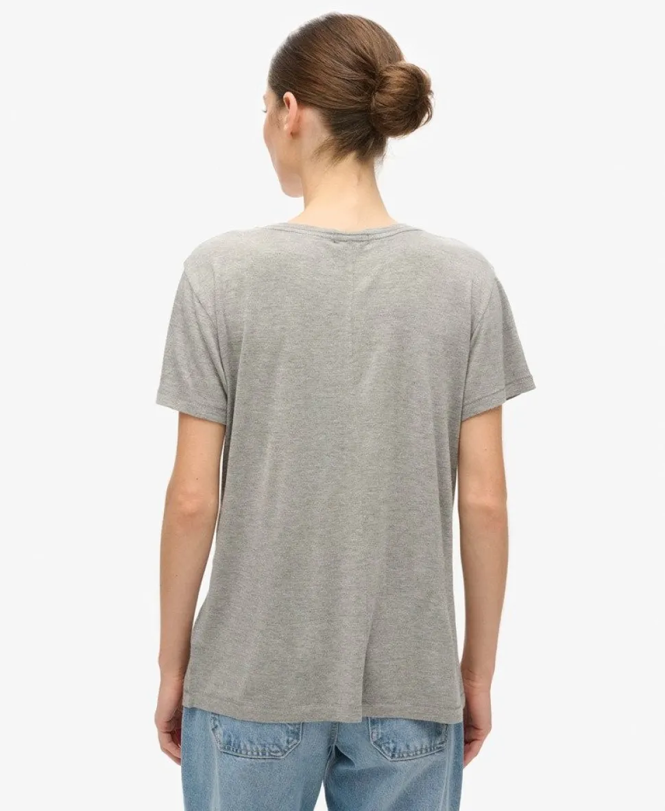 Studios Slub Embroidered V-Neckline T-Shirt