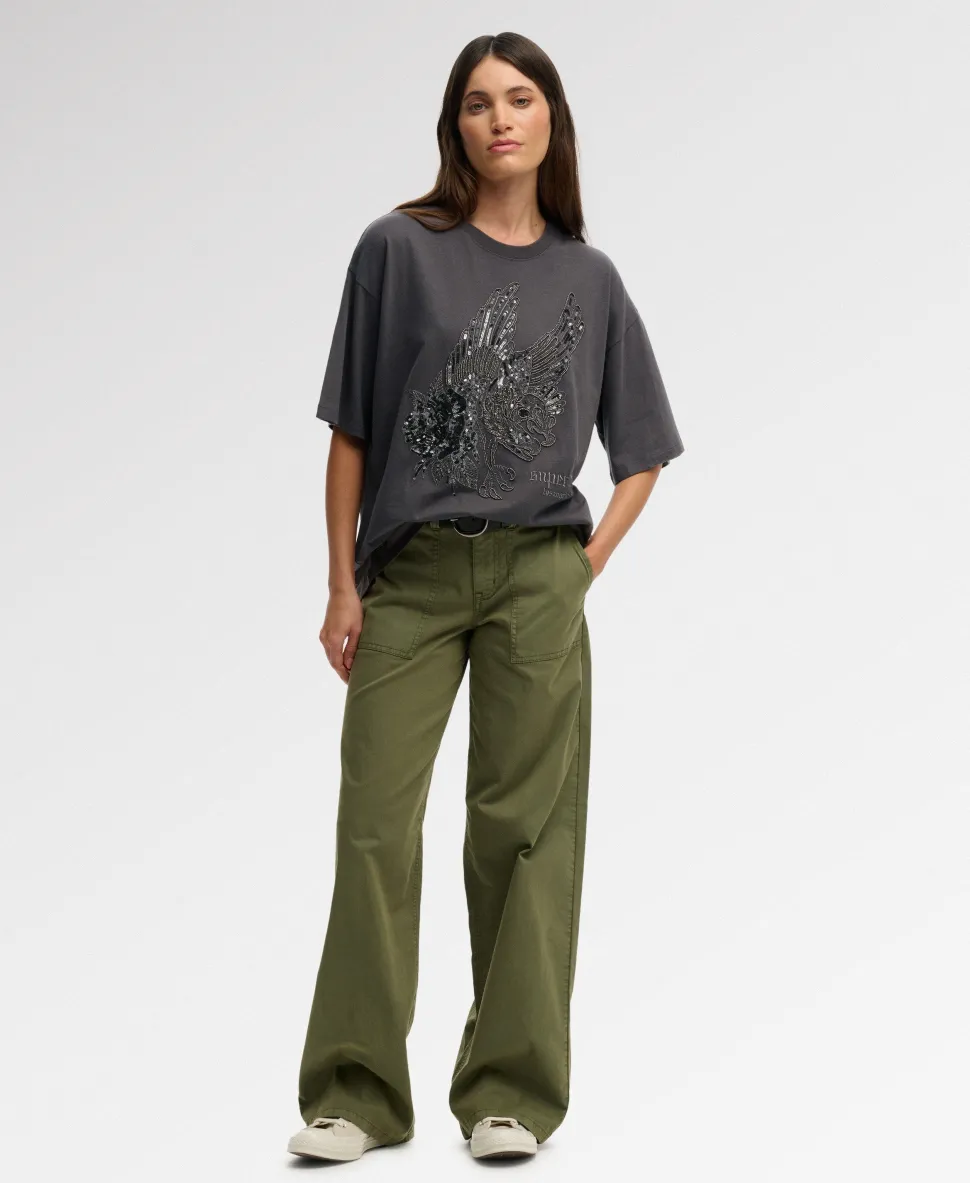 Tattoo Embellished Oversized T-Shirt