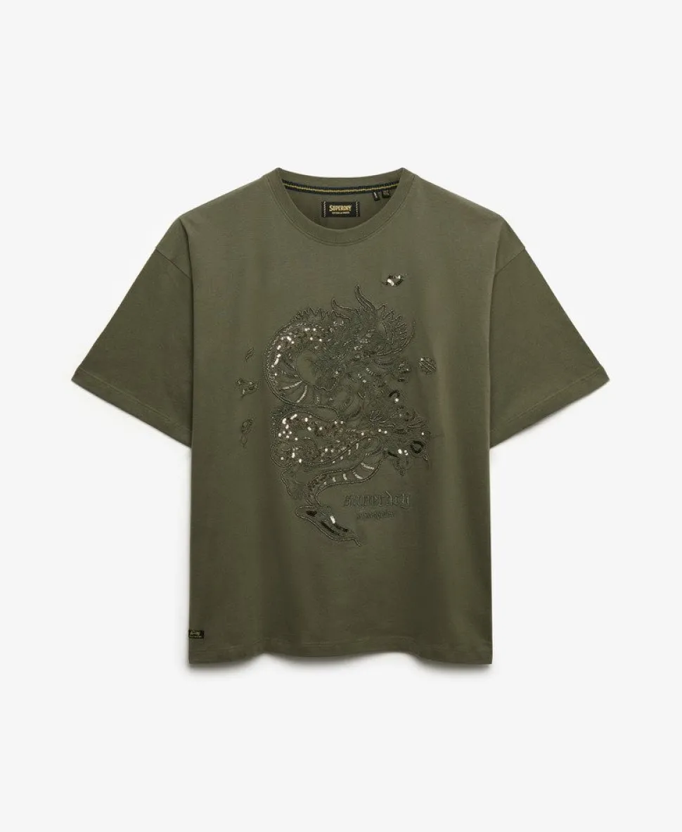 Tattoo Embellished Oversized T-Shirt