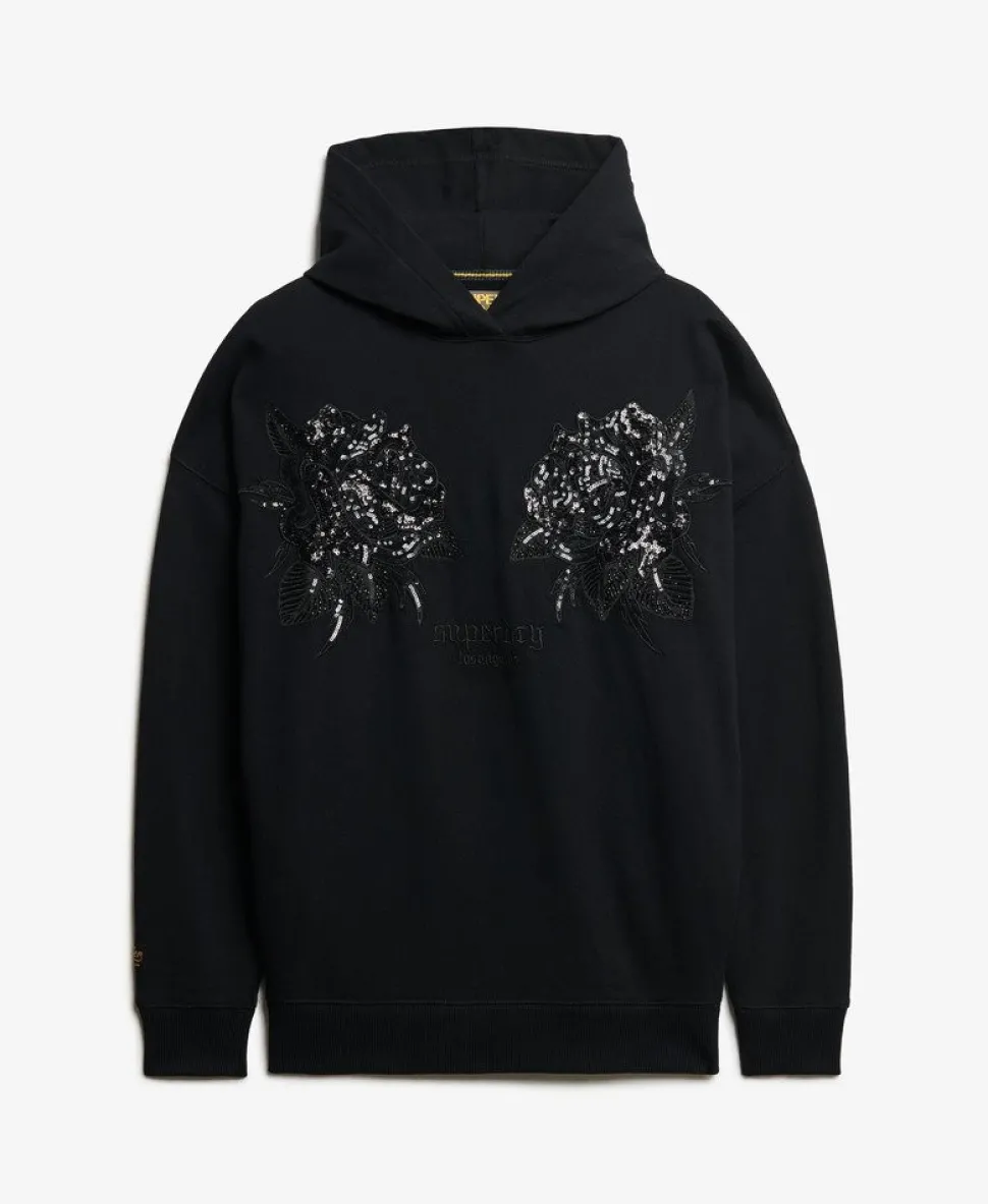 Tattoo Embellished Oversized Hoodie