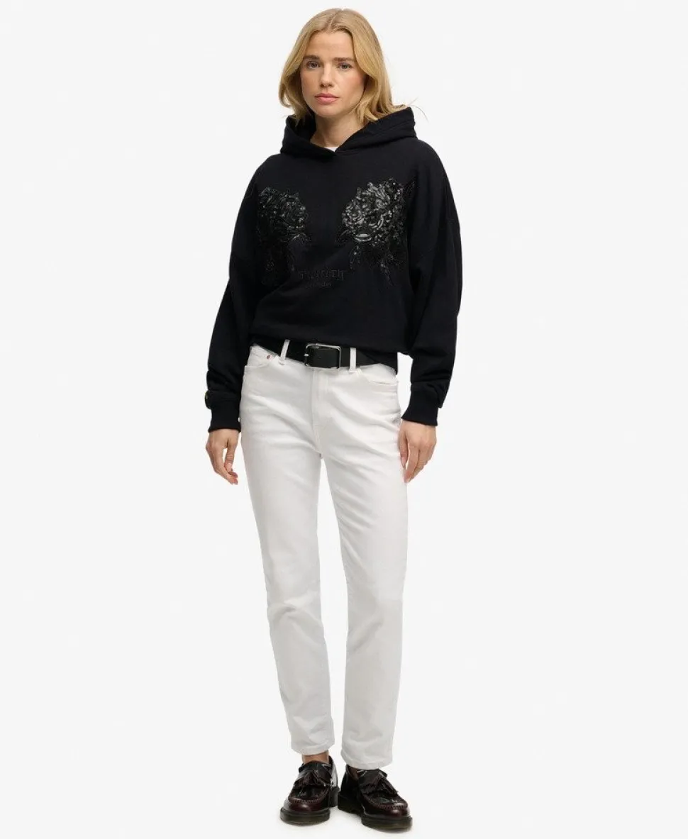 Tattoo Embellished Oversized Hoodie