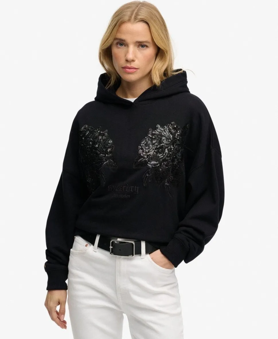 Tattoo Embellished Oversized Hoodie