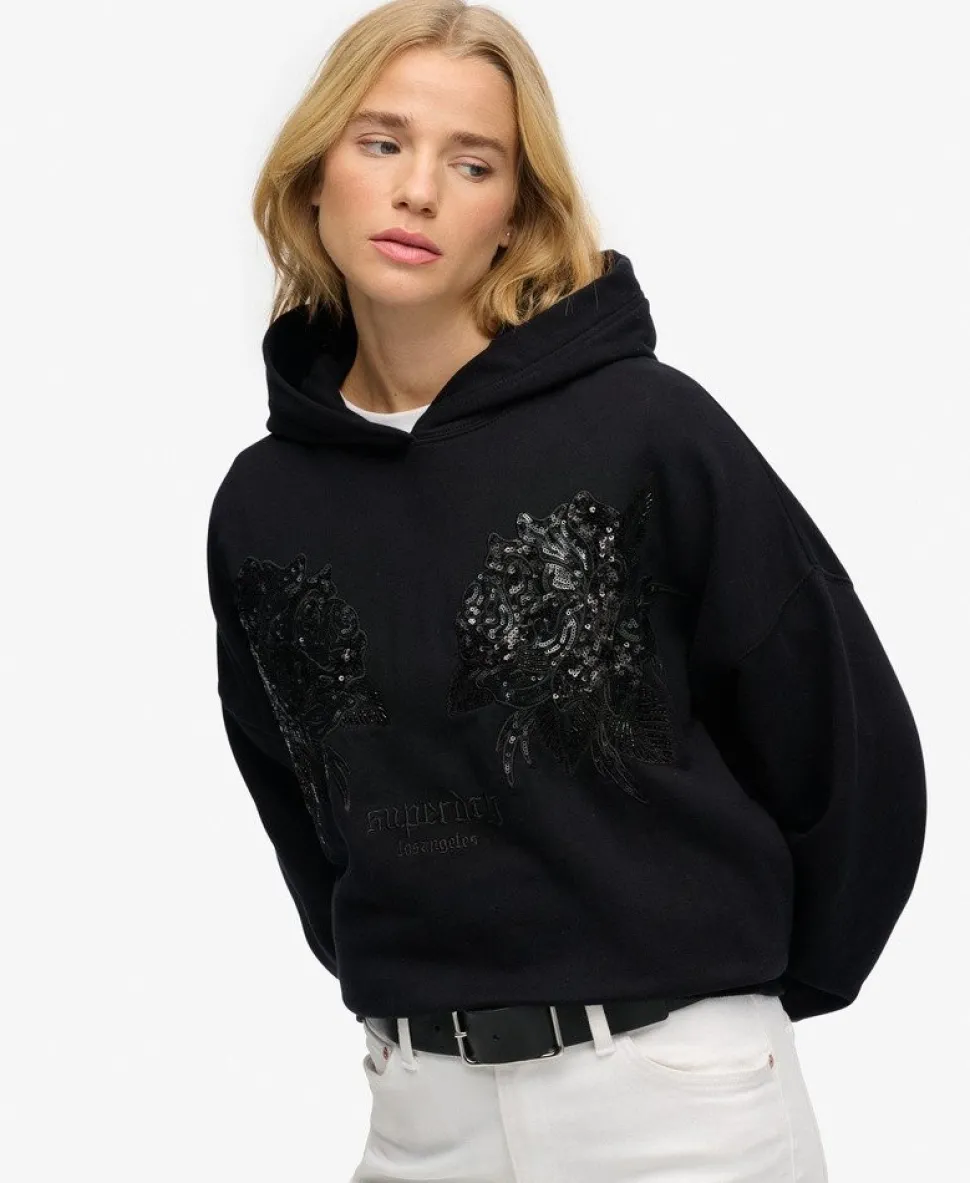 Tattoo Embellished Oversized Hoodie