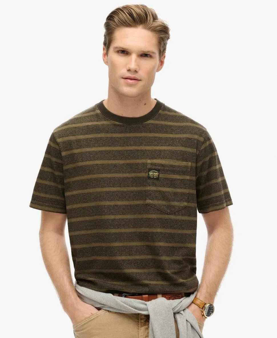 Textured Stripe Pocket T-Shirt