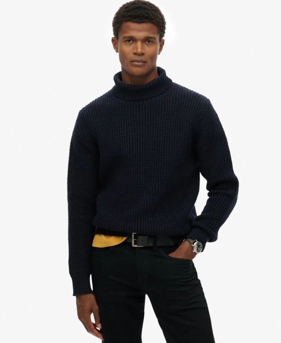 The Merchant Store - Textured Roll Neck Jumper
