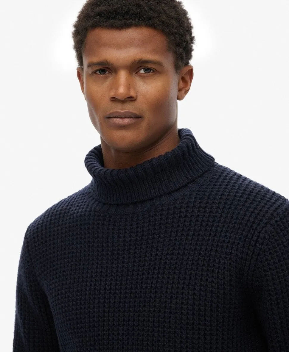 The Merchant Store - Textured Roll Neck Jumper