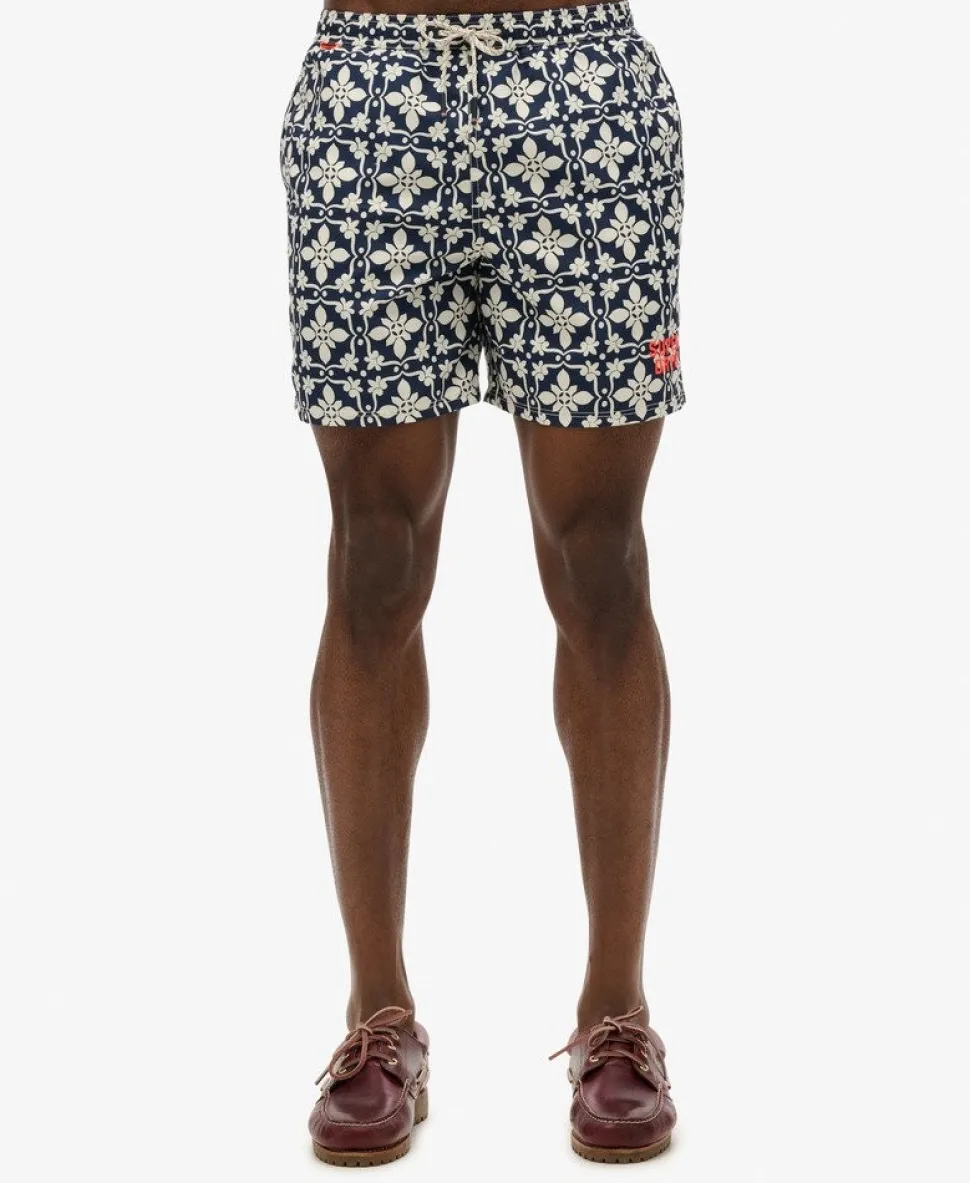 Tile Print 17-inch Swim Shorts