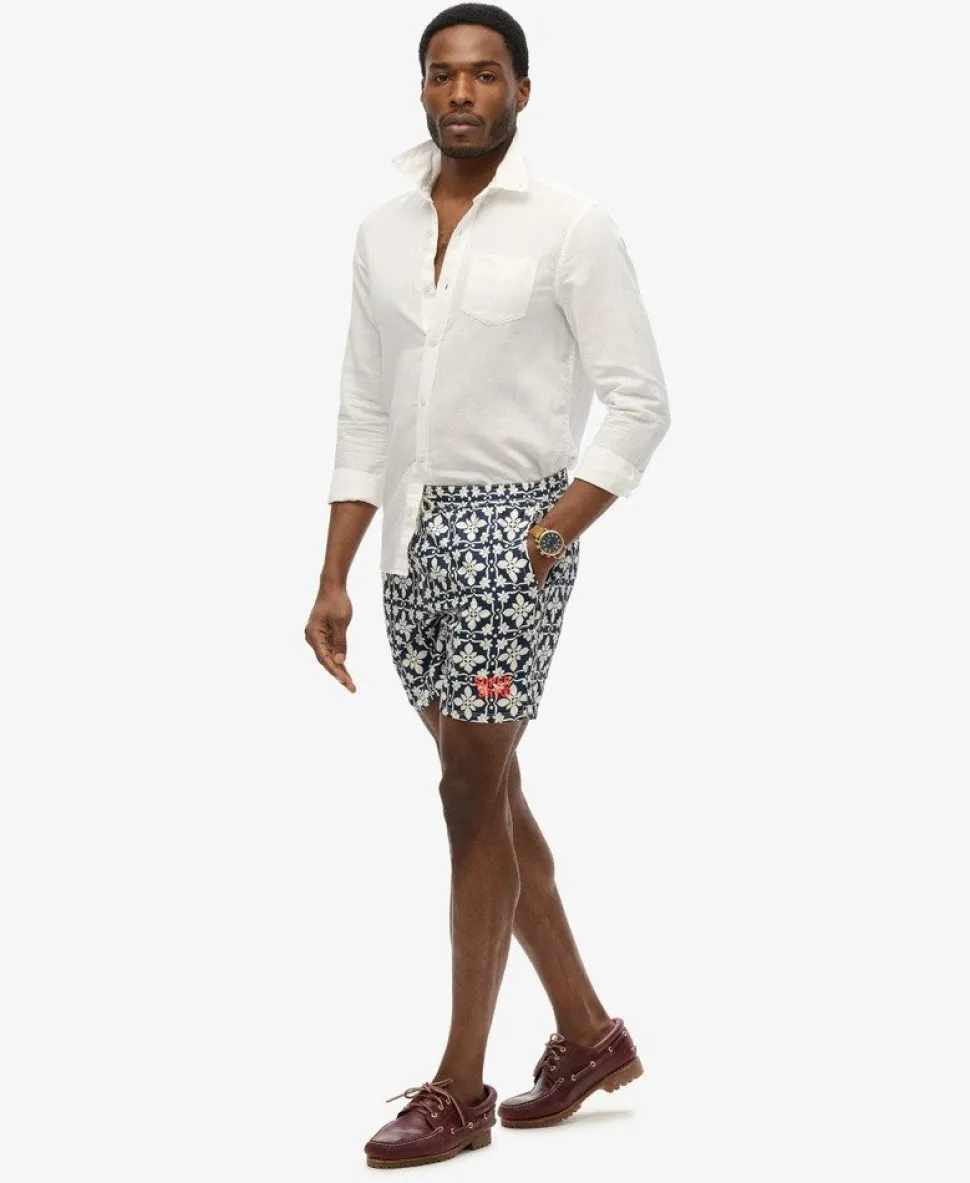Tile Print 17-inch Swim Shorts