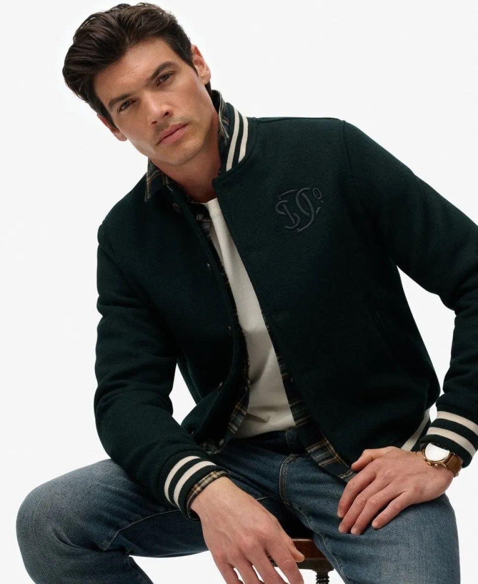 Varsity Monogram Wool Blend Bomber Jacket