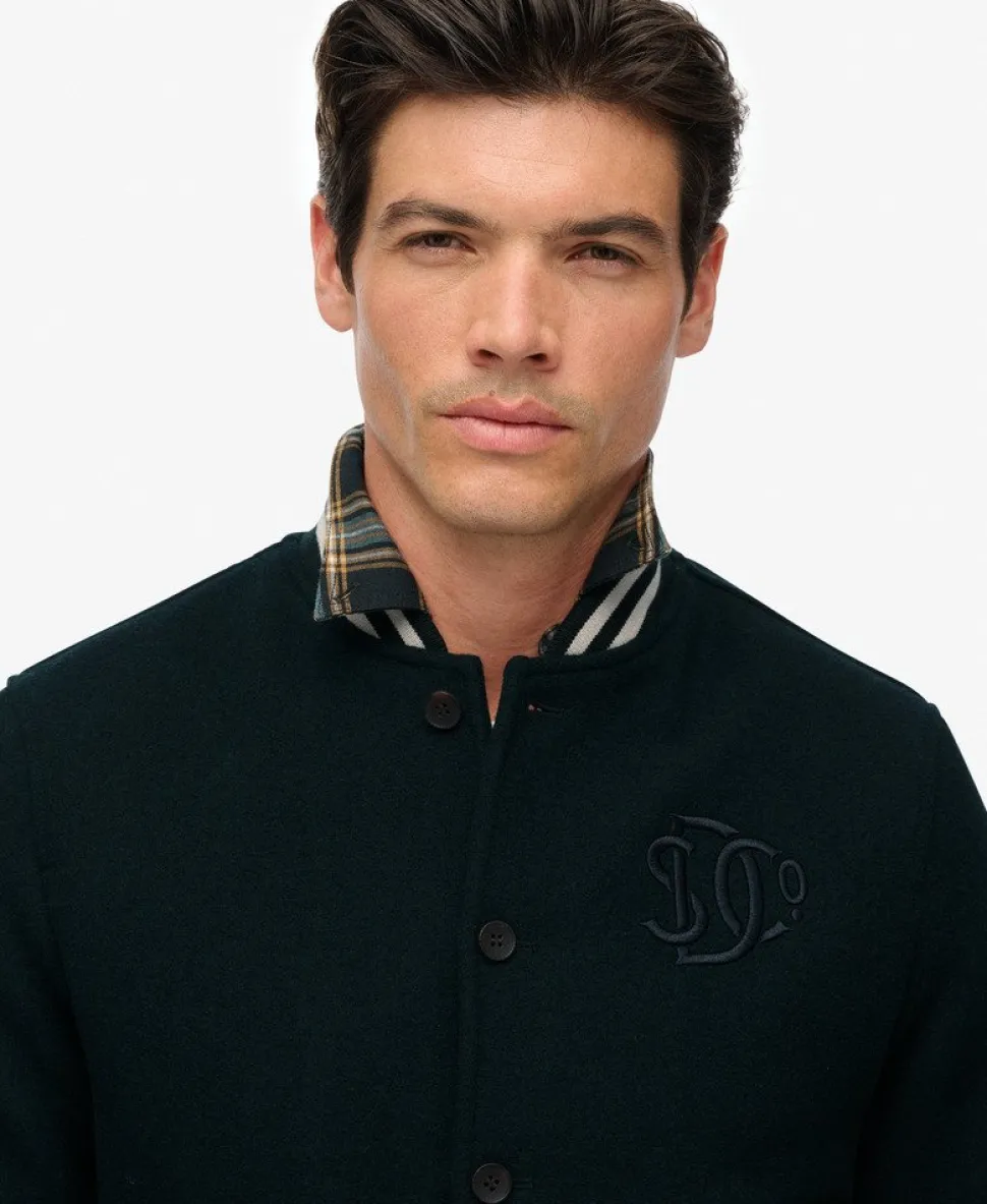 Varsity Monogram Wool Blend Bomber Jacket