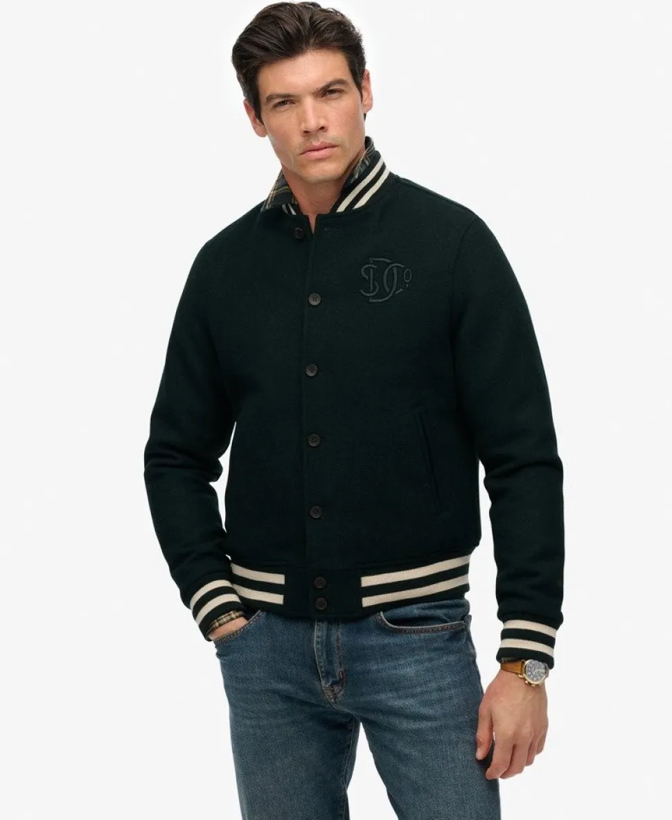 Varsity Monogram Wool Blend Bomber Jacket