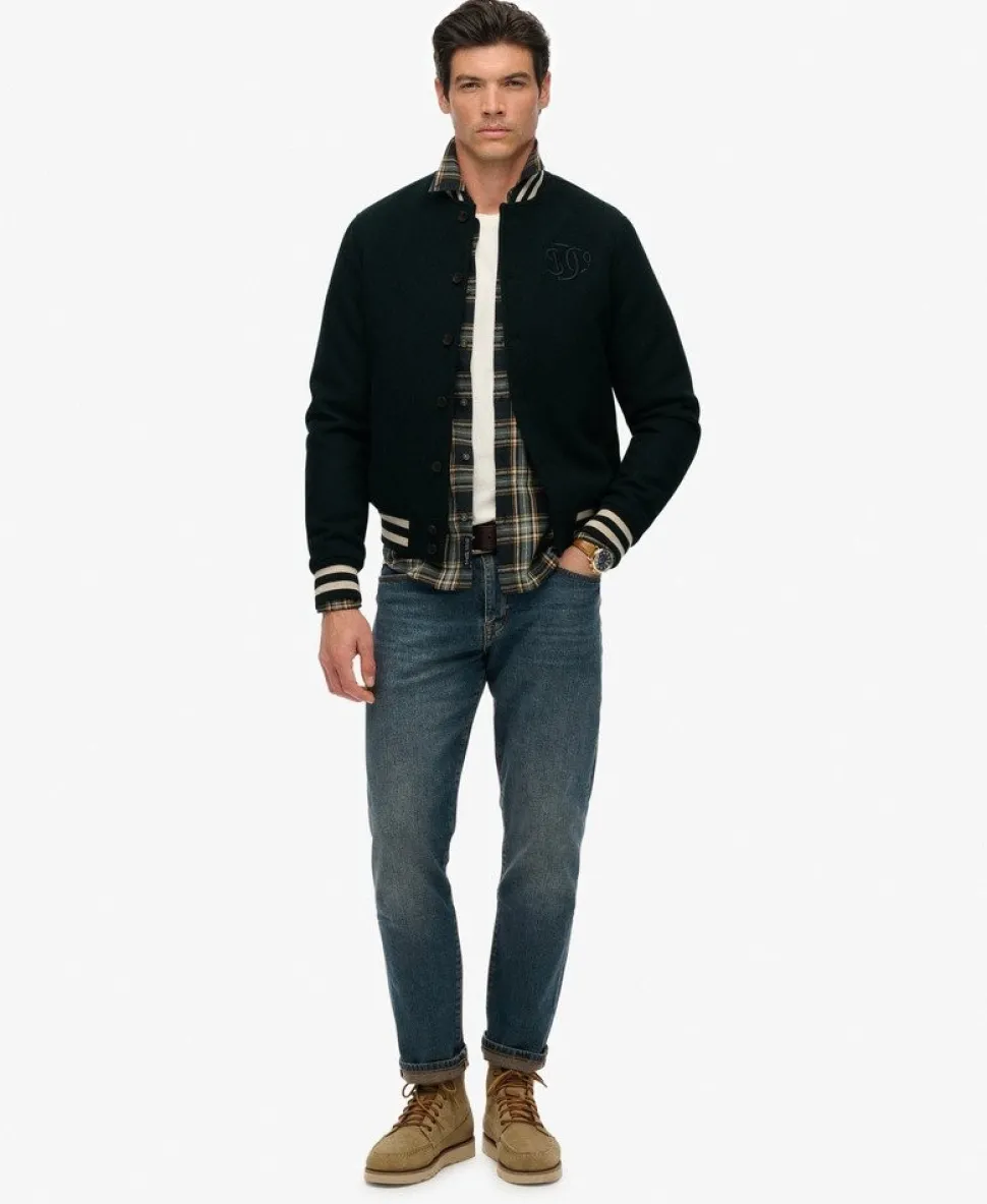 Varsity Monogram Wool Blend Bomber Jacket