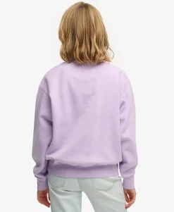 Varsity Satin Applique Crew Sweatshirt