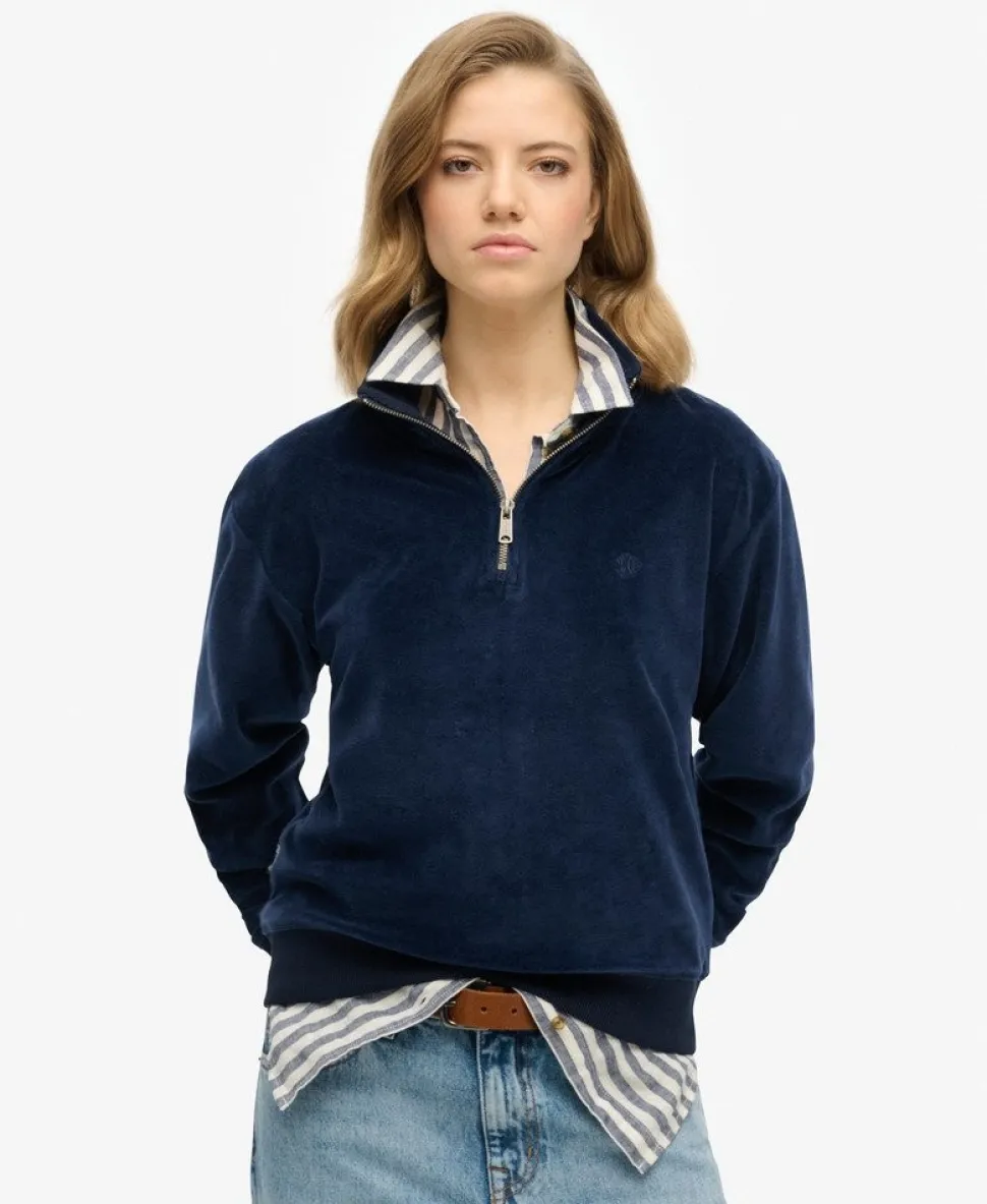 Velour Half Zip Sweatshirt