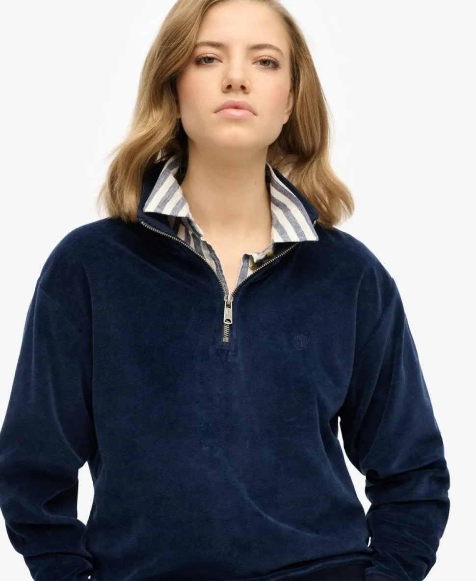 Velour Half Zip Sweatshirt