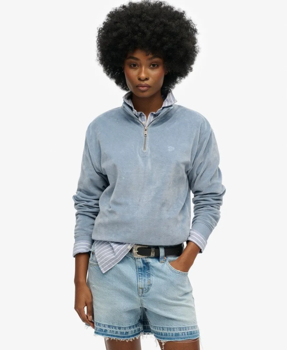 Velour Half Zip Sweatshirt