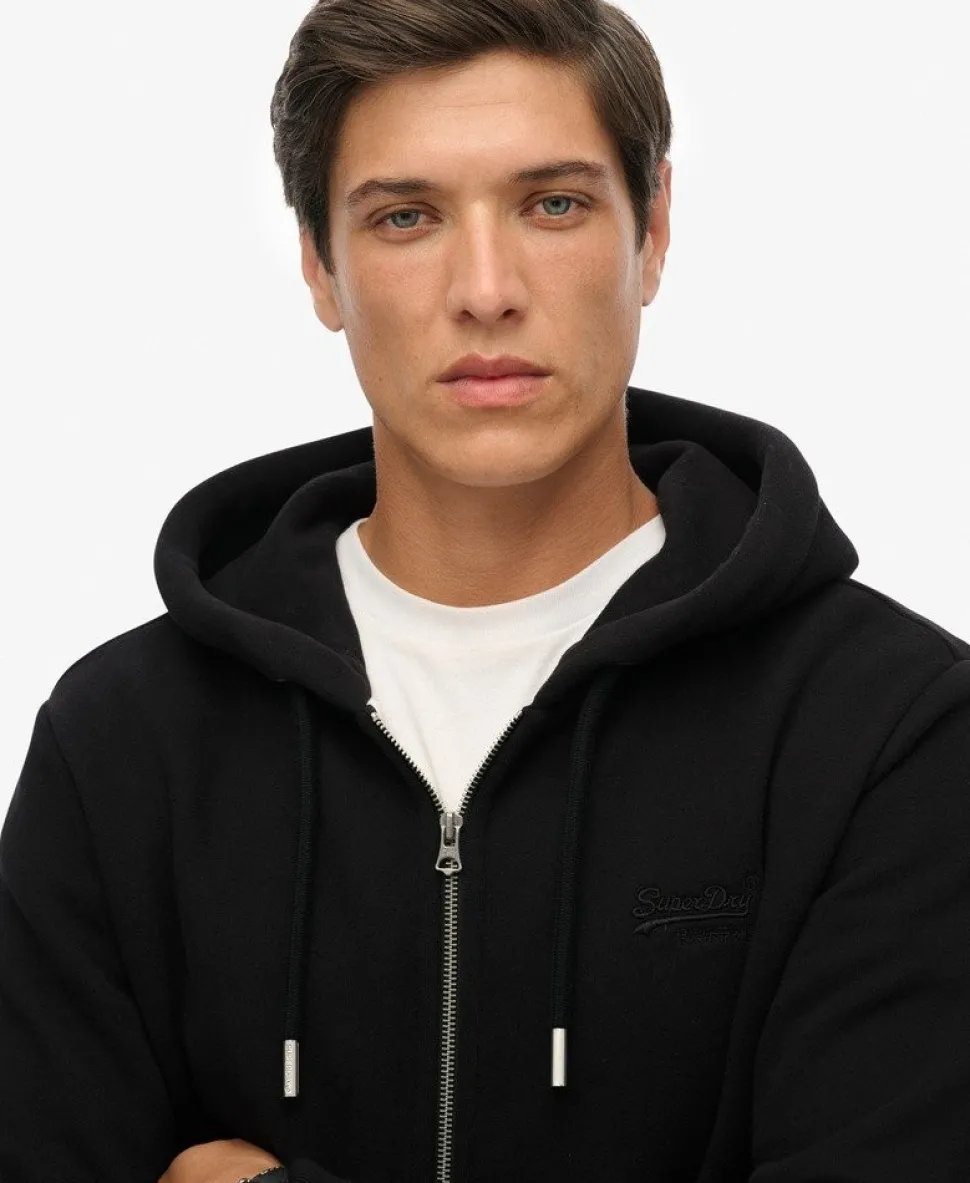 Vintage Logo Embroidered Zip Hoodie