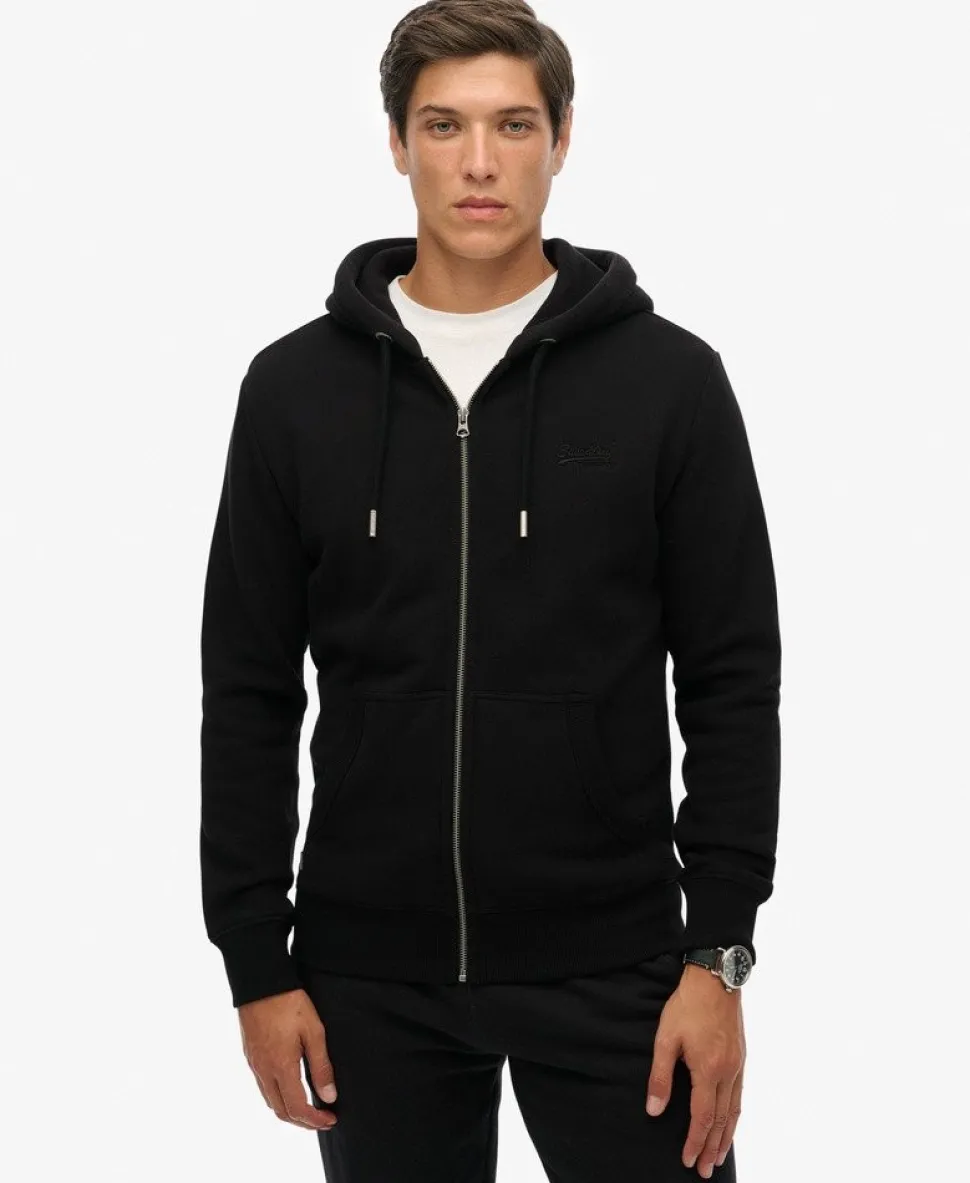 Vintage Logo Embroidered Zip Hoodie