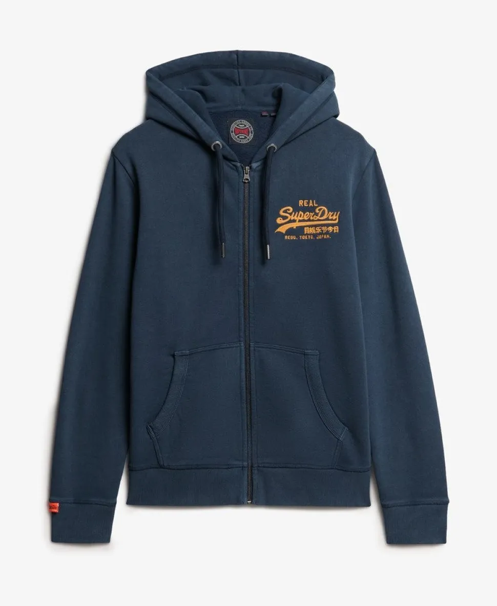 Vintage Logo Embroidered Zip Hoodie