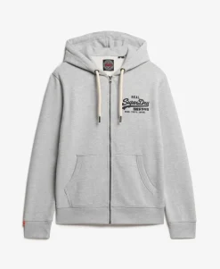 Vintage Logo Embroidered Zip Hoodie