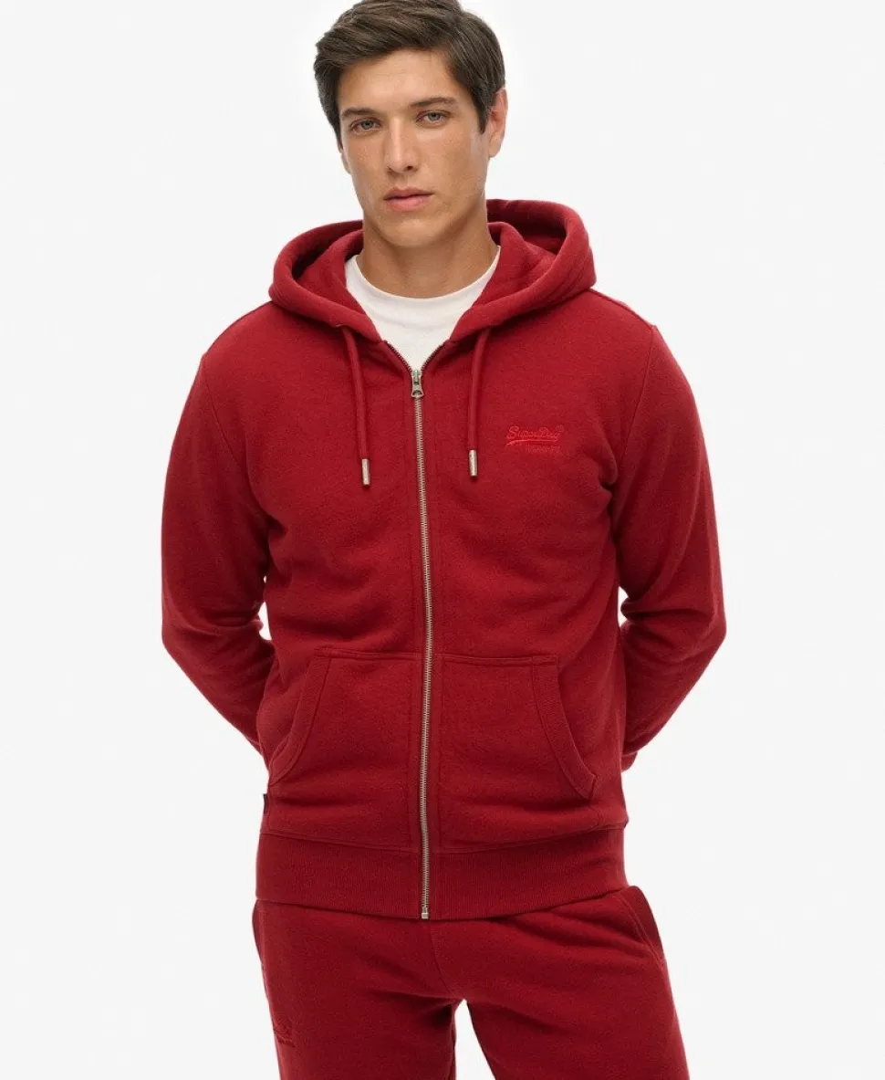 Vintage Logo Embroidered Zip Hoodie