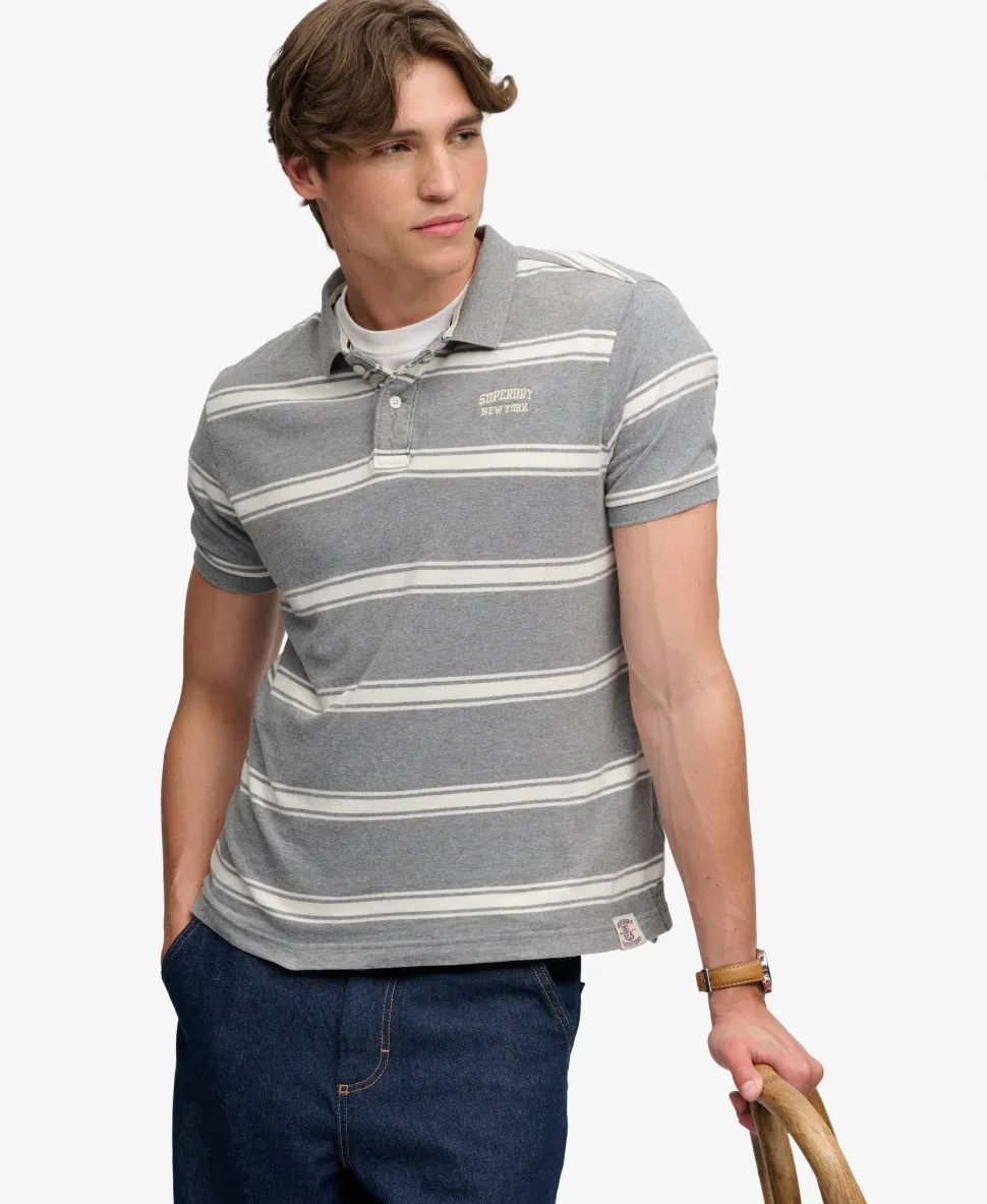 Vintage Stripe Jersey Polo Shirt