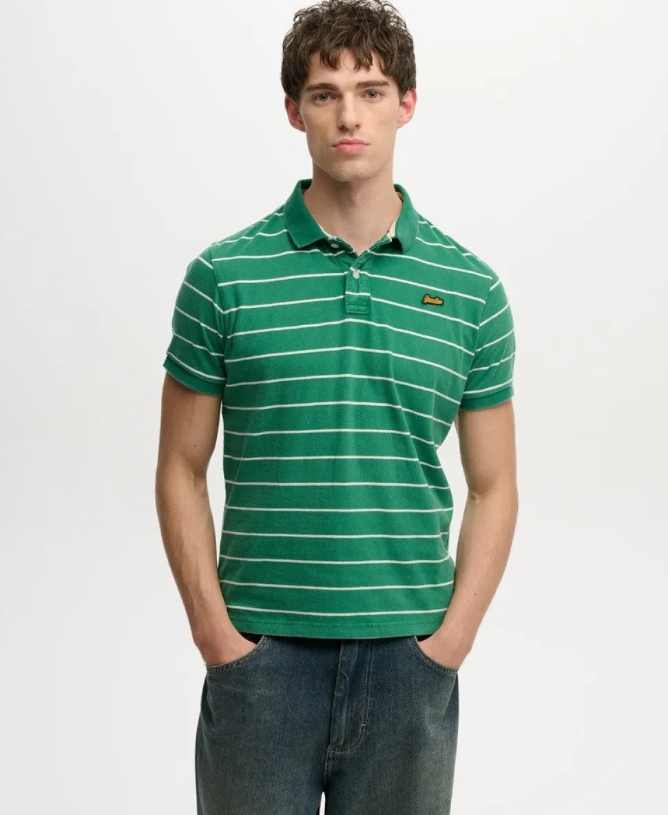 Vintage Stripe Jersey Polo Shirt
