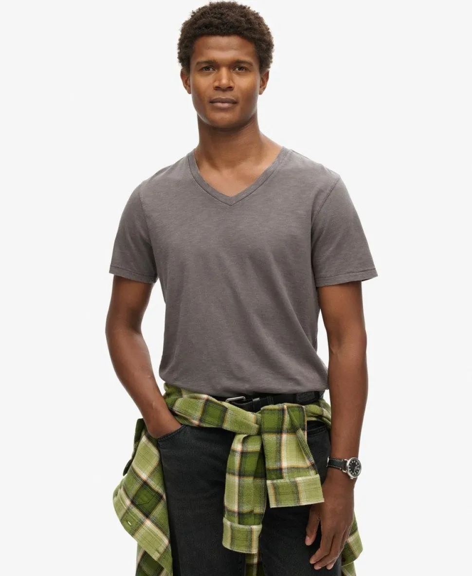 V-Neck Slub Short Sleeve T-Shirt