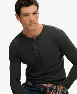 Waffle Long Sleeve Half Button Top